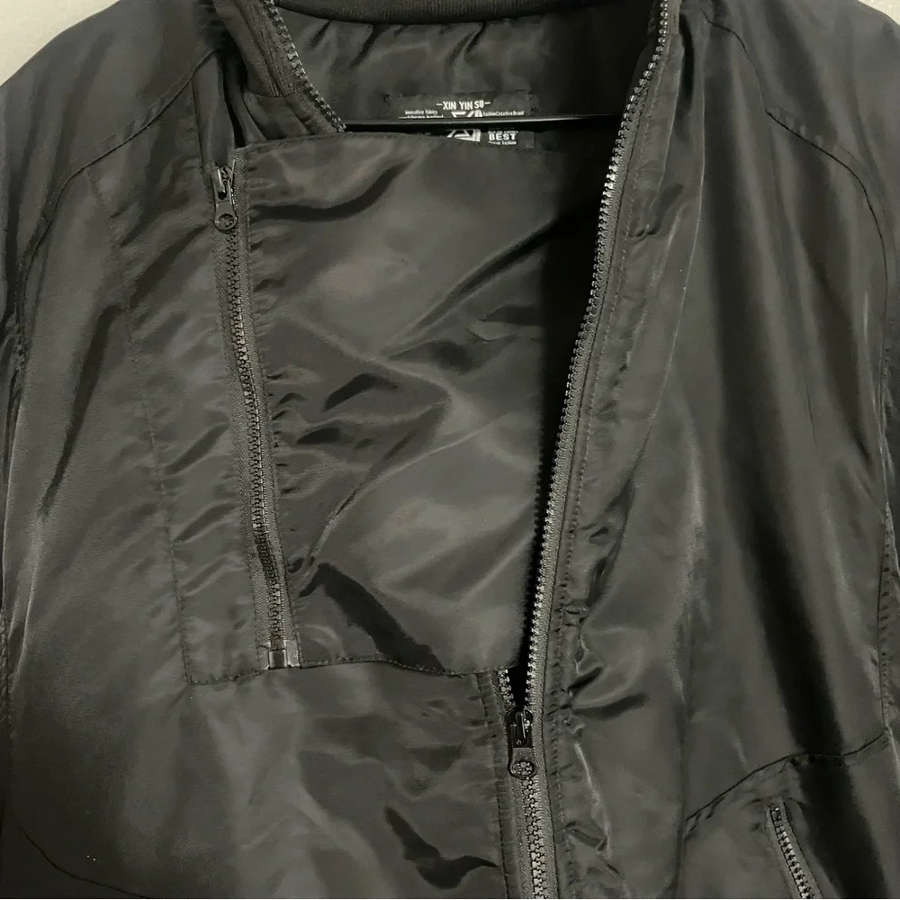 Streetwear Black Bomber Jacket Size Large - Picture 6 of 10